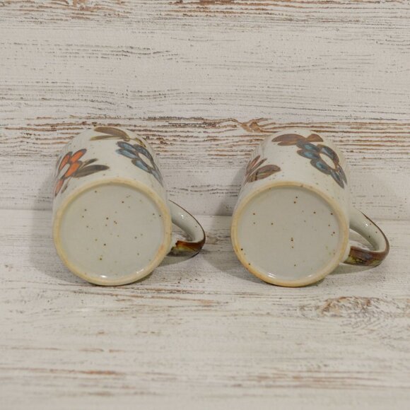 2 Vintage Handpainted Floral Speckled Mugs - Picture 2 of 4